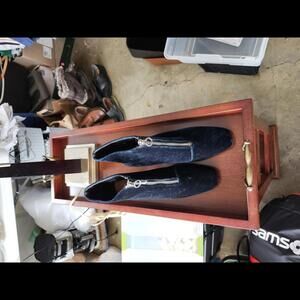 Zara sz 38 blue velvet ankle boots